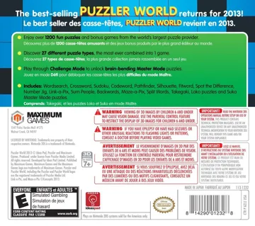 Puzzler World 2013 (USA) box cover back